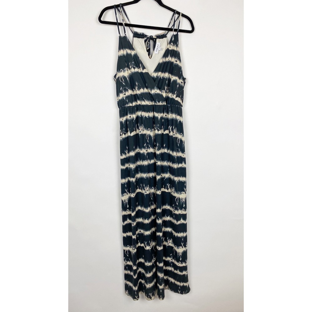 Gilli Tie Dye Surplice V-Neck Strappy Back Halter Maxi Dress Womens Medium